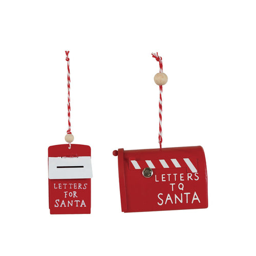"Letters For/To Santa" with Wood Bead, Red & White